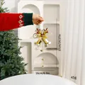 Dekorative goldene Weihnachtsglocken zum Aufhängen mit Rentier und Schleife, 37cm - Goldenes Rentier (24SDLD02) / Weihnachtsglocke