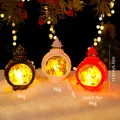 Retro Christmas lanterns featuring Santa and Snowman designs with warm LED lighting - 3-Pack / Display Set 3 (3 PCS)