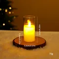 Candela LED tremolante in cilindro di vetro con calda illuminazione d'ambiente - Piccola Candela in Vetro / 11cm