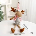 Plüsch-Weihnachtselch-Puppe mit langen Beinen für die Weihnachtsdekoration - Plüschtier / Sitzendes Rentier mit spitzer Mütze und hängenden Beinen