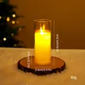 Candela elettronica a LED giallo caldo in cilindro di vetro, fiamma tremolante Natale - Candela in Vetro Media / 13.5cm