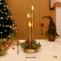 Elegantes goldenes Trio von LED-Weihnachtskerzen mit 30 cm Höhe und 17 g Gewicht - Dreier-Set / Gold