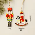 Wooden nutcracker soldier and rocking horse Christmas tree ornaments with size info - Nutcracker / Nutcracker Soldier 2-Piece Set