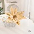 Champagne gold artificial Christmas flower poinsettia with glitter petals 26cm/10.24in - 26cm / Champagne Gold Christmas Flower