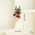 Christmas cone ornament with pine branches and red berries hanging decoration - Beige Ice Cream Style (SDBQL01) / Cone-Shaped Ornament