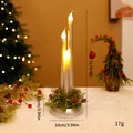Silberne LED-Elektronikkerzen für Weihnachtsdeko mit Maßangaben - Dreier-Set / Silber