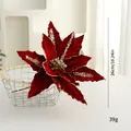 Artificial red Christmas flower with glitter sequins, festive poinsettia decor, 26cm size. - 26cm / Burgundy Christmas Flower