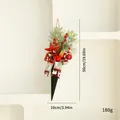 Festive Christmas cone wall hanging with pine cones, red berries and reindeer ribbon. - Black Ice Cream Style (SDBQL01) / Cone-Shaped Ornament