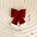Large red velvet bow Christmas ornament with white fur trim 25cm high - 20cm / Wine Red Bowknot