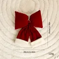 Large wine red velvet bow Christmas decoration with fuzzy white trim. - 28cm / Wine Red Bowknot