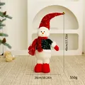 Pupazzo di neve natalizio in piedi con cappello e sciarpa di paillettes rosse, 45cm - Statuina retrattile / In Piedi-Pupazzo di Neve