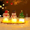 Veilleuses bougies LED de Noël avec Père Noël, bonhomme de neige et sapin, haut de 8,5cm - Ensemble trois pièces / Père Noël Bonhomme De Neige Et Sapin