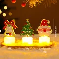 Lot de bougies LED de Noël festives avec motifs Père Noël, sapin et cloche. - Ensemble trois pièces / Cloche Père Noël Et Sapin