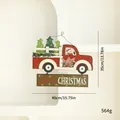 Festive wooden red Christmas truck door hanging decoration with Santa and Merry Christmas sign - Retro Truck Door Hanging