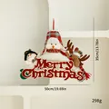 Festive Christmas door hanging featuring plush snowman and reindeer, 50cm x 35cm - Snowman Reindeer Door Sign