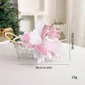 Fleur de Noël artificielle en maille rose et blanche avec paillettes, 28 cm, 19 g - Style Série E (SDH15) / Diamètre 28CM / Rose Blanc