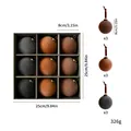 9-piece set of flocked Christmas ornament balls in earthy tones for holiday tree decoration - 9 Pieces Set (8cm) / Dusty Rose Dark Red Deep Blue