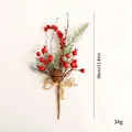 Branche de baies de Noël artificielle avec aiguilles de pin et cloche, 30cm - Branche / Cloche Baie Rouge