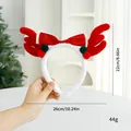 Cerchietto natalizio festivo con corna di renna rosse, fiocco e dimensioni dettagliate - Corna Rosse (Adulto)