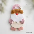 Santa Claus plush hanging ornament with pink sequins and wooden Feliz Navidad plate - Dancing Doll / Style G Santa