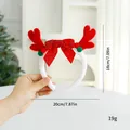 Cerchietto corna di renna di Natale con fiocco glitter rosso e fascia bianca pelosa - Corna con Pompon (Bambino)