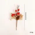 Decoratieve kersttak met rode bessen en dennenappel, 27 cm hoog en 16,8 gram gewicht. - Tak / Rode Bes Goud Blad