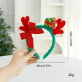 Rotes und grünes plüschiges Weihnachts-Rentiergeweih-Stirnband mit roter Schleife - Stirnband mit Karte / Geschenkbox Geweihe (Kind)