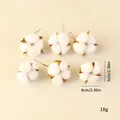 Set mit 6 natürlichen getrockneten Baumwollkapseln für rustikale Weihnachtsdeko, 6 cm - Baumwollblume (Mit Draht) / 6er Set