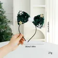Grünes Pailletten-Weihnachtsstirnband mit Schleife, Schneeflocken und Sternen - Pailletten Schleife Haarreif / Weihnachtsgrün (Universal)
