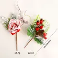 Set van twee kunstmatige kerstroos- en bessenstokjes voor feestelijke decoratie - Tak / Displaystandaard Combo 5 (4 stuks)