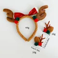 Set cerchietto e mollette con corna di renna di Natale con fiocco rosso e pompon - Marrone (Cerchietto + Mollette)