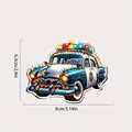 Vintage police car Christmas tree hanging ornament showing 8cm x 6.3cm size details - Vintage Police Car (7)