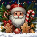 Festive acrylic Christmas tree ornament featuring a cute Santa and gingerbread men design. - Style 02
