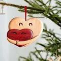 Houten hart-knuffelornament voor Valentijnsdag en kerstboomdecoratie hangend - Hart Knuffel Stijl 2