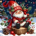 Detailed view of cute Christmas gnome acrylic flat ornament for holiday tree decoration - Style 04