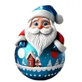 Flat acrylic Santa Claus ornament holding blue Christmas bauble for tree decoration - Santa Claus Style 01 (GJ-34)