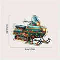 Retro vintage snowmobile Christmas tree ornament pendant with 8x6cm dimension details - Green Snowmobile (3)