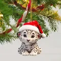 Dettaglio dell'ornamento in acrilico con cucciolo di leopardo delle nevi e cappello - Stile Tigre Carina 03