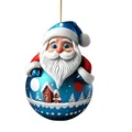 Blue Santa Claus Christmas tree acrylic hanging ornament for car and bag decoration - Style 01