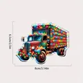Detailed size view of retro Christmas truck hanging ornament for farmhouse tree decor - Vintage Red Truck (2)