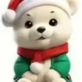 Detailansicht eines süßen Acryl-Anhängers mit Eisbären-Motiv und Weihnachtsmütze - Eisbär Stil (06款)