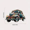 Vintage car Christmas ornament with lights, 8x5.6cm acrylic flat hanging decoration. - Vintage Blue Car (1)