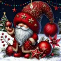 Gedetailleerd kerstkabouter acryl ornament met feestelijke ballen en sterren op sneeuw. - Stijl 07