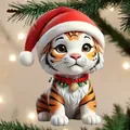 Süßer Tiger mit Weihnachtsmütze, 2D-Acryl-Anhänger für festliche Weihnachtsdekoration - Tiger Stil (08款)
