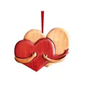 Warme houten stijl knuffelende harten ornament voor Valentijnsdag en Kerstdecor - Hart Knuffel Stijl 4