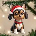 Süßer 2D-Acryl-Chihuahua-Anhänger mit Weihnachtsmütze an einem festlichen Weihnachtsbaum - Welpe Stil (11款)