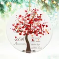 Runder 40. Jahrestag Acryl Anhänger mit Herzbaum Design für den Weihnachtsbaum - 40. Jubiläumsstil (03)