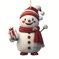 Lindo adorno navideño de muñeco de nieve en 3D con caja de regalo para decoración - Muñeco de Nieve de Navidad Estilo 4
