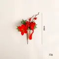 Branche de Noël artificielle avec oiseau rouge, poinsettia et baies, 18cm de haut, 12g - Oiseau de Noël Rouge