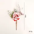 Branche de rose rouge artificielle avec effet neige pour sapin de Noël, 30cm de haut. - Rose Rouge Enneigée